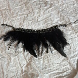 Black Feathered Chain Necklace